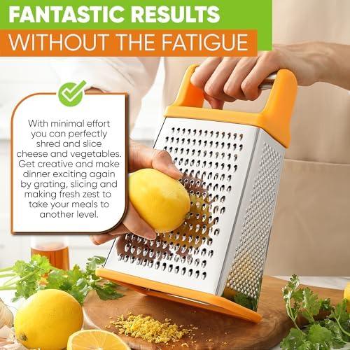 Spring Chef Stainless Steel XL Cheese Grater for Kitchen, Mango