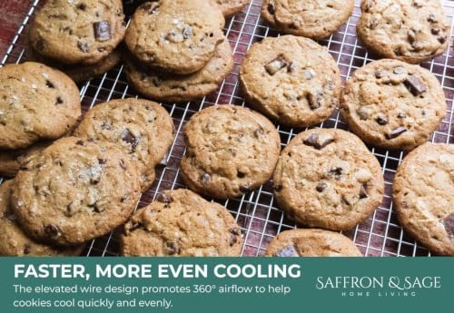 Cookie Cooling Rack Pack of 2, Heavy Duty Stainless Steel Cooling Racks for Cooking and Baking, 11.8 x 16.8 x 1 Inch, Dishwasher Safe, Rust Resistant, Fits Half Sheet Pan