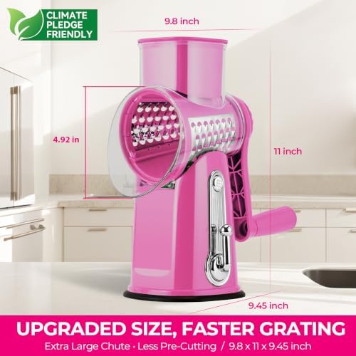 SUSTEAS Rotary Cheese Grater 5 Blades,Kitchen Mandoline Vegetable Slicer