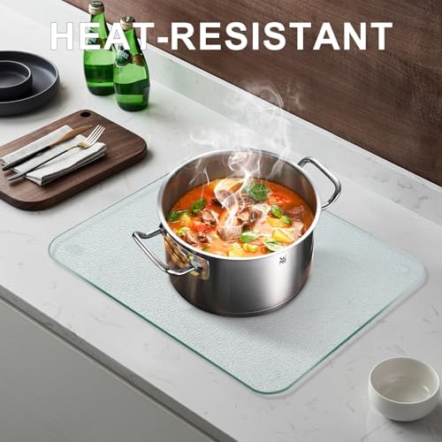 Tempered Glass Cutting Board, 12x16" Glass Cutting Board for Kitchen Counter,Large Size Frosted Glass,with Non-Slip Feet, Scratch Resistant,Heat Resistant