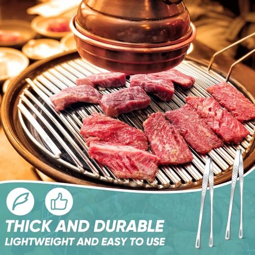 meekoo 6 Pcs Stainless Steel Korean BBQ Grill Tongs