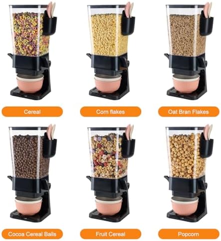 Osacoe Cereal Dispenser Countertop Black 2 Pack with Bowls Spoons Cutlery Box,5.5 QT Dry Food Dispenser Snack Organizer Containers Storage for Pantry Kitchen Organization Oatmeal Nut Granola Candy