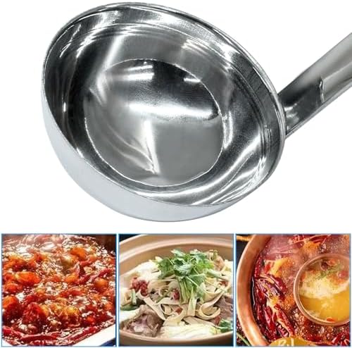 1Pc 3 oz Ladle, Stainless Steel Ladle Long Handle with Hook, Metal for Sauces, Soup