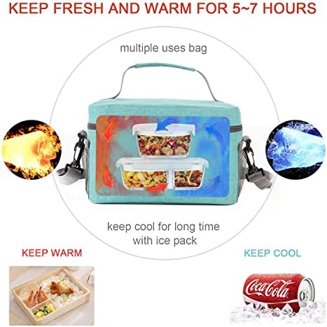 Lunch Bag for Men/Women, Insulated Reusable Lunch Box Leakproof Cooler Tote Bag Freezable with Adjustable Shoulder Strap for Office Work Picnic Beach(Cyan)