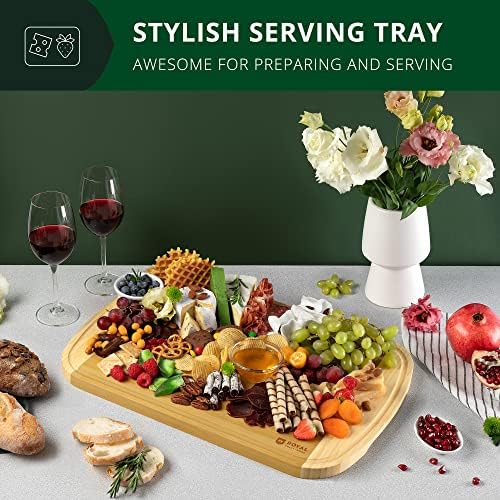 ROYAL CRAFT WOOD Bamboo Cutting Board with Juice Groove - Kitchen Chopping Board for Meat Cheese and Vegetables, Heavy Duty Serving Tray