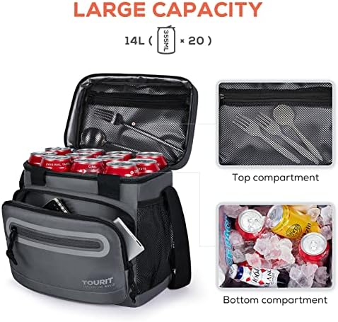 TOURIT Large Lunch Bag 14L Insulated Lunch Box Lunch Cooler for Men Women Work, Black