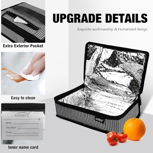Aosbos Small Insulated Lunch Bag,Compact Lunch Box For Work & Office