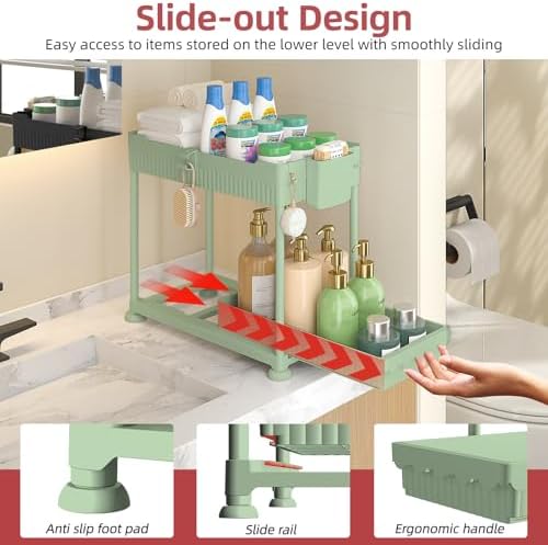 Sevenblue 4-Pack 2-Tier Under Sink Organizer with Pull Out Drawers