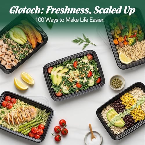 Glotoch Meal Prep Containers 32oz 800 Pack(1600 Piece) with Lids, Reusable 1-Compartment Food Storage Containers, Bento Lunch Boxes, Microwave/Freezer/Dishwasher Safe, BPA-Free Takeout Boxes