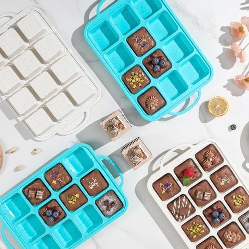 Vinino Silicone Brownie Pans with Dividers, 2 Pack with Metal Frame