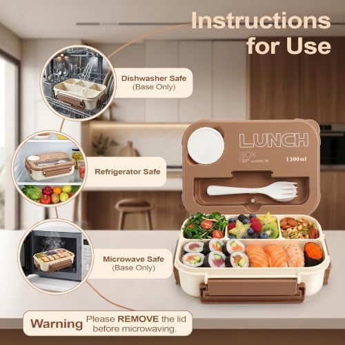 Bento Box Adult Lunch Box, Lunch Containers for Adults 44.5 Oz/5 Cup, Khaki