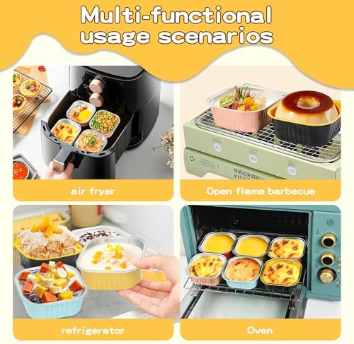 40 Pack Mini Cake Pans with Lids, 5oz Square Aluminum Foil Brownie Baking Cups, Muffin Tin Ramekins, Disposable Dessert Cupcake Cups for Wedding Birthday Party, White