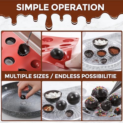 24 Holes Silicone Hot Chocolate Bomb Molds, 2 Packs Mini Semi Sphere Mold 1" Half Sphere Silicone Baking Molds for Making Chocolate, Cake, Jelly, Dome Mousse