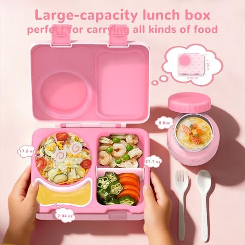 Kids Bento Lunch Box with Food Jar, Water Bottle, Lunch Bag, Bow