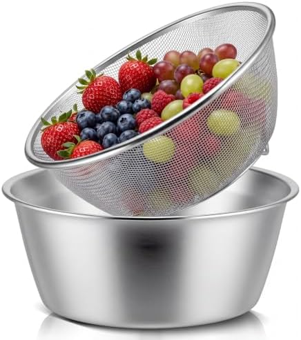 Baderke Mini Colander Strainer, 7.09 x 2.95 Inches, Round, 2 Pcs