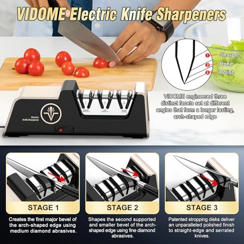 VIDOME Professional Electric Knife Sharpener, Champagne Gold