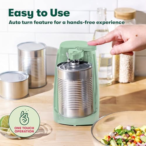 bella Electric Can Opener and Knife Sharpener, Jar and Bottle Opener, Sage