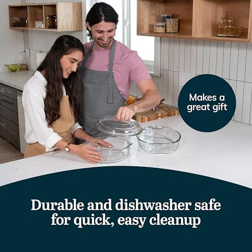 Libbey Baker's Basics 2 Piece Casserole Dish with Lid - Elegant Glass Casserole Dishes for Oven - Versatile Baking Dishes to Store Leftovers and More