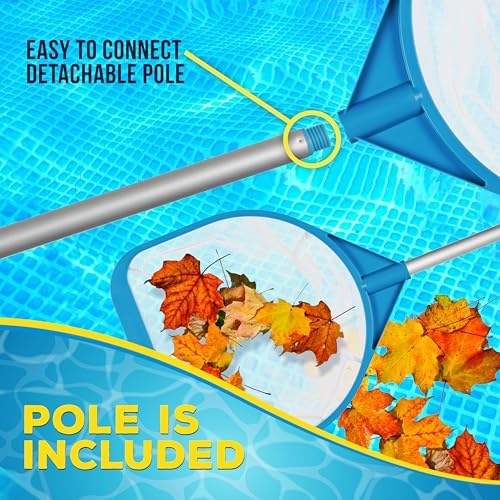 U.S. Pool Supply Pool and Spa Skimmer Net with Pole, Handheld Ultra-Fine