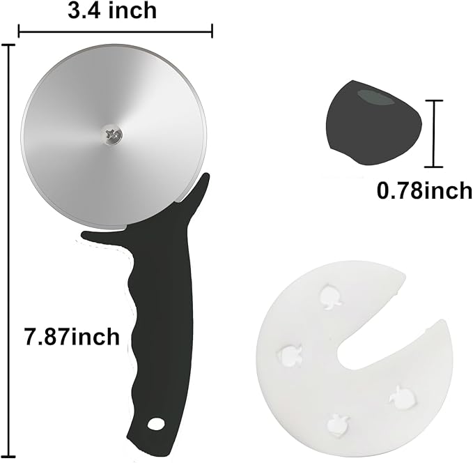 3" Pizza Cutter Wheel, Stainless Steel Pizza Cutter with Cover, Super Sharp Pizza Slicer-Dishwasher safe,Smooth Rotating Pizza Wheel Safe with Ergonomic Handle-Black