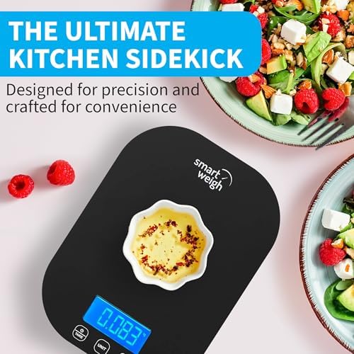 Smart Weigh Black Digital Kitchen Scale, 11 lb x 1g, Weight Loss Tracking
