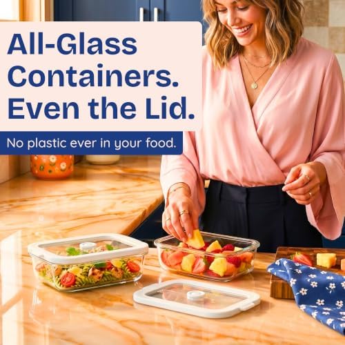 Ziruma Non-Toxic Glass Food Containers with Lids, 4-Pack, Multi-Size, Gray