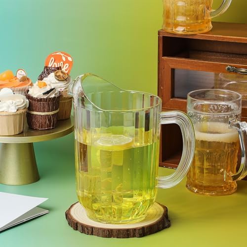 Tessco 1 Pcs Plastic Pitchers 60 Oz Clear Water Beer Jug Large,Classic