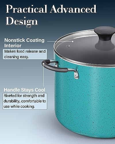 Cook N Home 8 Quart Non Stick Stock Pot with Lid, Large Pots for Cooking