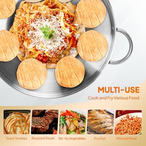 ROVSUN 23" Concave Comal Set with 80,000BTU Propane Stove, Stainless Steel Discada Disc Cooker with Burner Stand for Backyard & Outdoor Cooking, Taco Para Cocinar Carnitas Tortillas Stir Fry Wok