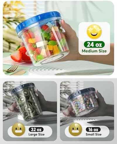 Canfanni 8 Pack-24 OZ Freezer Storage Containers, Plastic Soup Container with Lids, BPA Free Food Storage Containers with Twist Top Lids, Reusable, Microwave and Dishwasher Safe