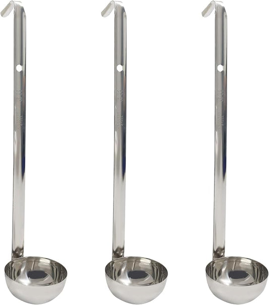 2 Oz Stainless Steel Ladle, 3 Pcs Sturdy Soup Ladle, 9" Long Handle Length for Stirring, Portioning and Serving Soup and Stew in Restaurants and Home (2.36" Bowl Diameter）
