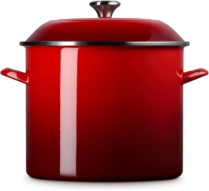 Le Creuset Enamel on Steel Traditional Stockpot, 16 qt., Cerise with Stainless Steel Knob