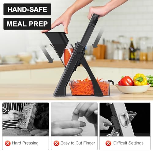 All in 1 Upgraded Version Safe Mandoline Slicer for Kitchen, Veggie Slicer