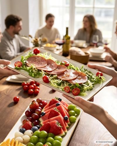 Famiware Serving Platters Set of 3 Sizes - Rectangular, Matte White