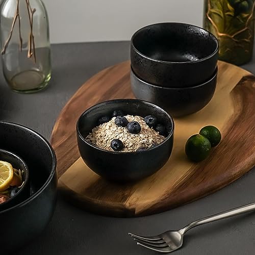 S&Q'S CERAMICS Ceramic Small Bowls for Kitchen, Set of 6, 9 ounces Ice Cream Bowls, Small Serving Bowls for Soup, Dipping, Condiments, Side Dishes, Snack, Prep (Black and Grey