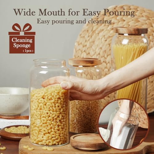 Labina Glass Jar with Wood Lid, Airtight Kitchen Storage Canister