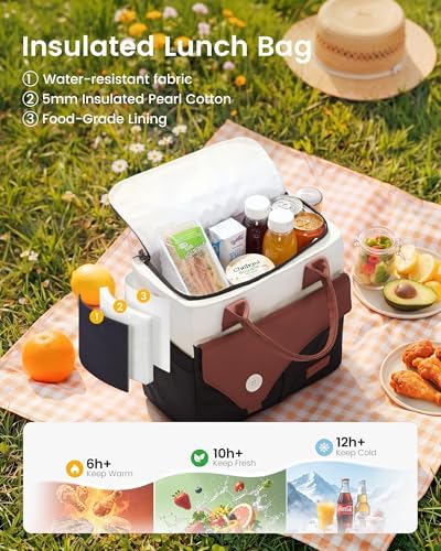 LOVEVOOK Lunch Box for Women,Large Insulated Leakproof Lunch Bag for Work
