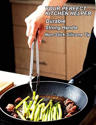 Anaeat Premium Sturdy Barbecue Tongs for Kitchen Grill & BBQ - 7,9,12 Inch Non-Slip Stainless Steel Locking Tongs Heat Resistant for Grilling, Cooking, Turning and Barbecue