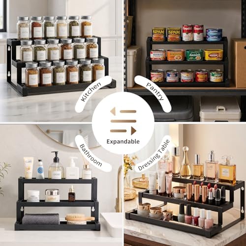 Expandable Spice Rack Organizer for Cabinet, Supports 17.6 lbs Per Tier