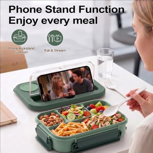 Bento Box Adult Lunch Box, Lunch Containers for Adults 44.5 Oz/5 Cup, Green
