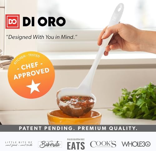 DI ORO Silicone Ladle - Soup & Serving, 600F Heat Resistant, Stone