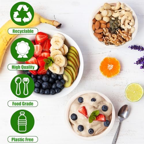 100 Pack 8 oz Disposable Paper Bowls,Heavy-Duty Compostable Bagasse Bowls