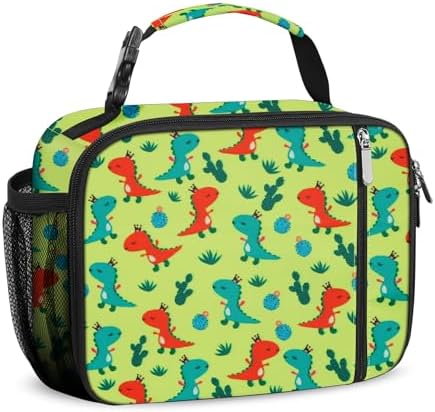 esouler Lunch Box Kids Insulated Lunch Bag for Boys & Girls Durable Children Lunchbox for School with Water Bottle Holder-Orange Dinosaur
