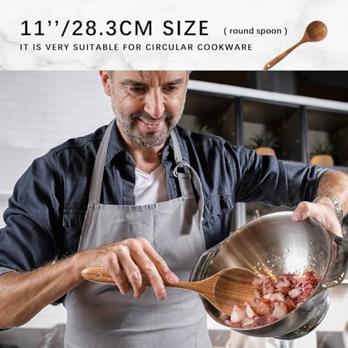 Wooden Spoons for Cooking, 6-Piece Acacia Wood Cooking Utensil Set