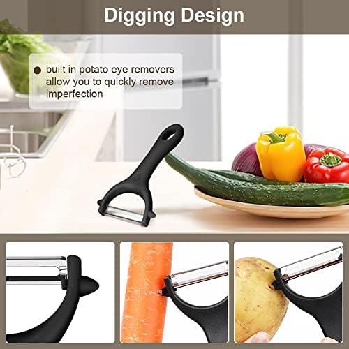 AUAUY 2PCS Potato Peeler, Y-Shaped Swivel Vegetable Peeler, Green + Black