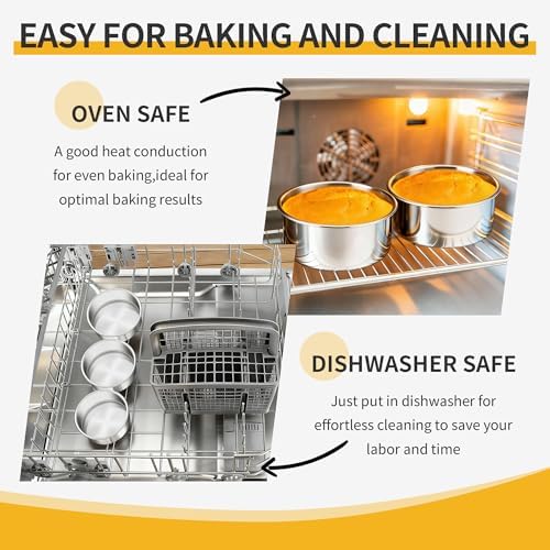 TeamFar 5 Inch Cake Pan Set of 3, Stainless Steel Small Layer Cake Pans Tin