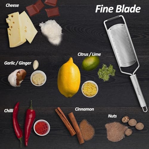 VOVOLY Zester Grater Set, 4 Pack-Fine/Coarse/Extra Coarse/Slider Attachment
