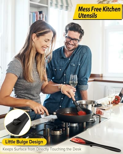 BUNDLEPRO Silicone Cooking Spoons for Nonstick Cookware, One-Piece, 2 Pack