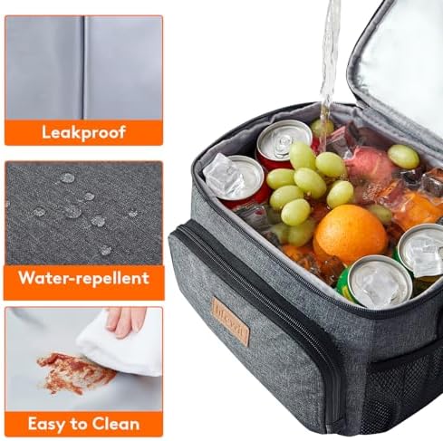 Lifewit Reusable Insulated Lunch Bag, Portable Cooler Freezable Soft Lunchbox Leakproof with Adjustable Shoulder Strap for Men Women Adult for Work Picnic or Travel, 9L 12 Can, Dark Gray