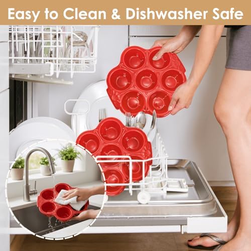 Youeon 2 Pack Red Ceramic Muffin Pans, 7 Cup Nonstick